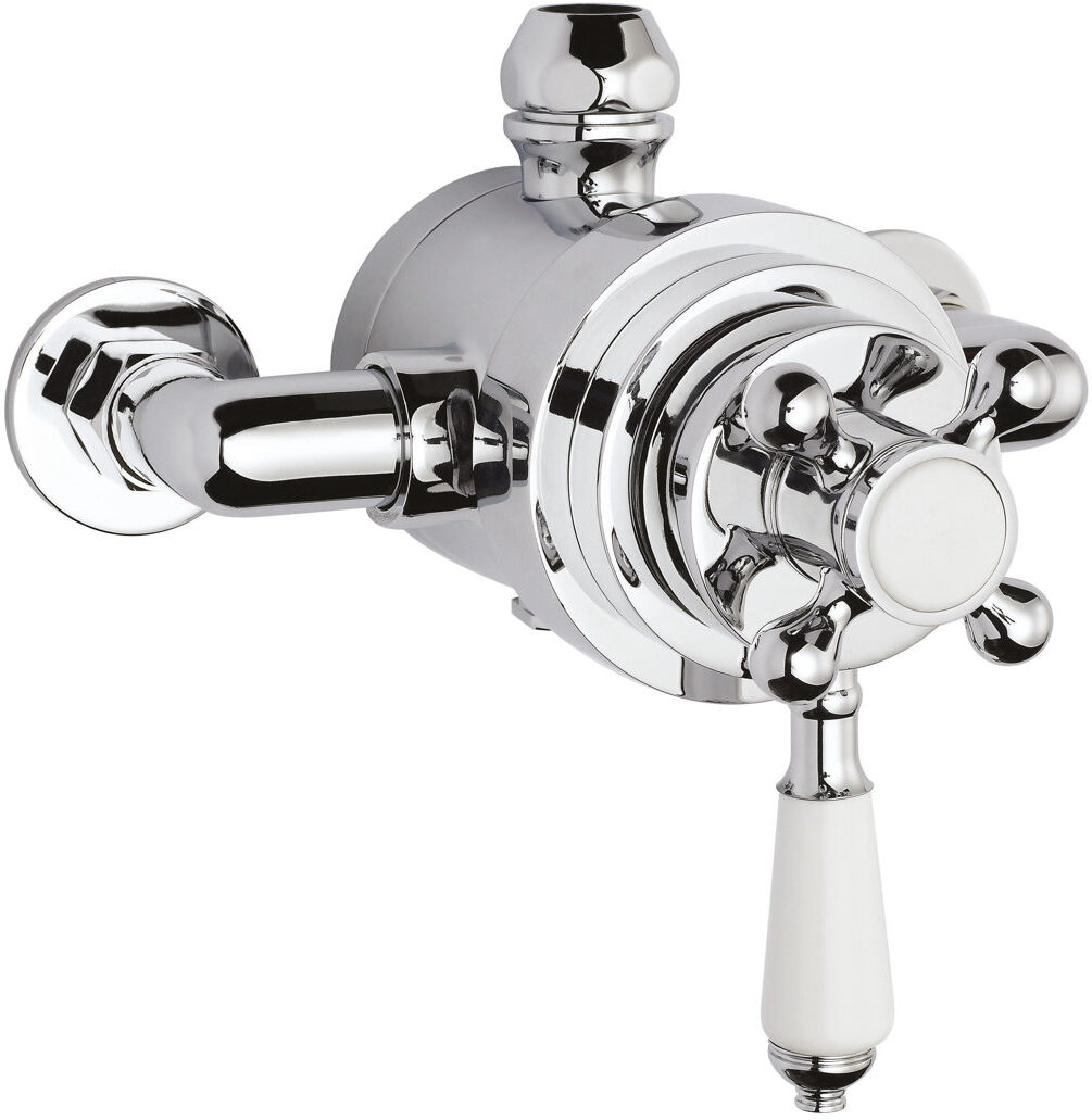 Nuie Edmunds Single Concealed Thermostatic Shower Valve Chrome/White 166cm H X 196cm W X 153cm D
