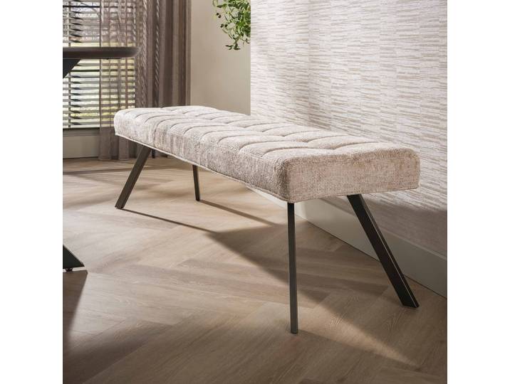 Esszimmerbank Muda , 180cm , ohne Rückenlehne , Hoven-Stoff , sand-braun