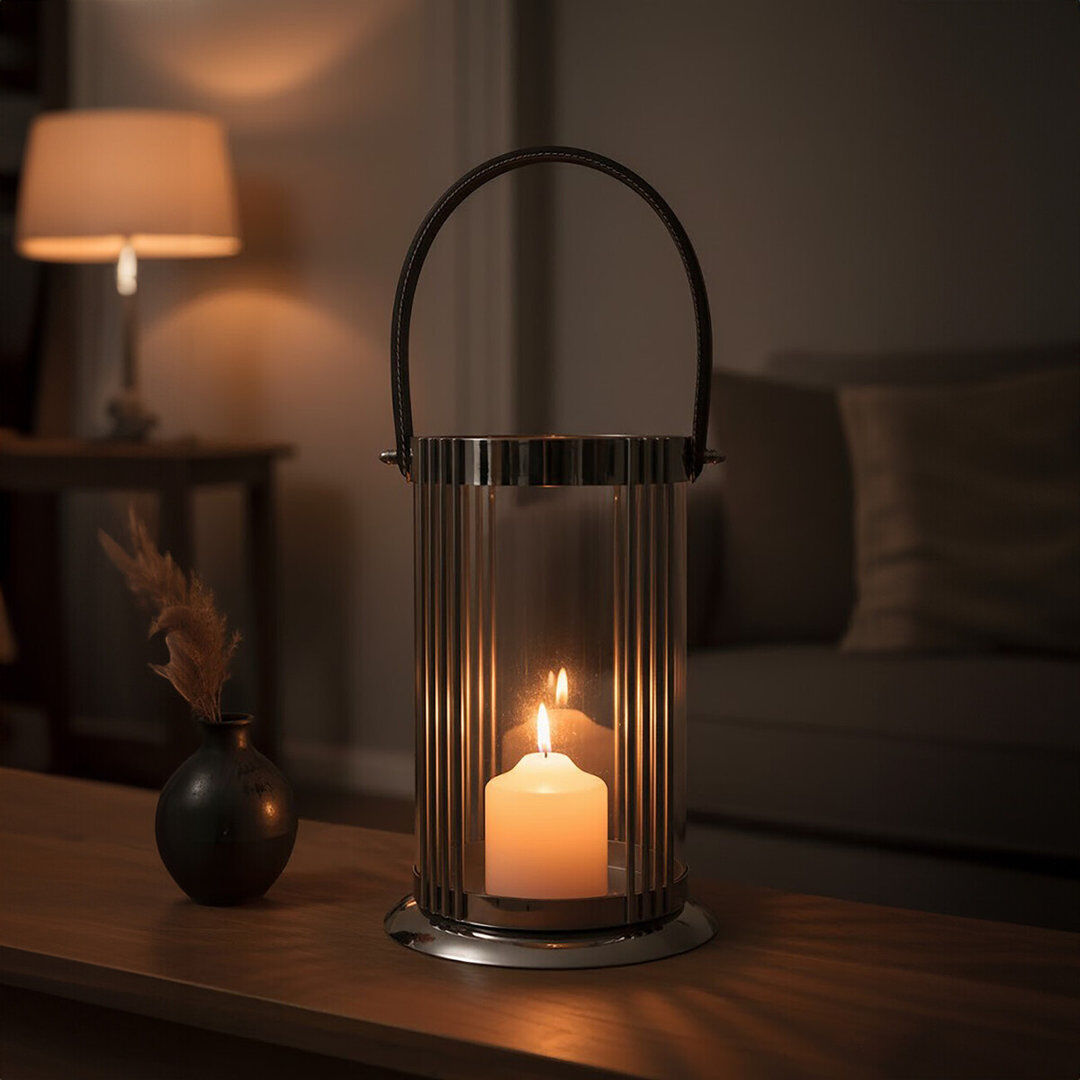 Fairmont Park Cyrus Tabletop Lantern Silver 45 cm H x 19 cm W x 19 cm D