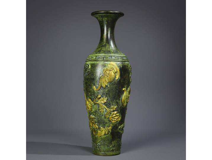 8 Collection de temple tibétain vieux laiton motif de fleur de chauve-souris bouteille de fleur de prunier Vase Amass richesse ornements