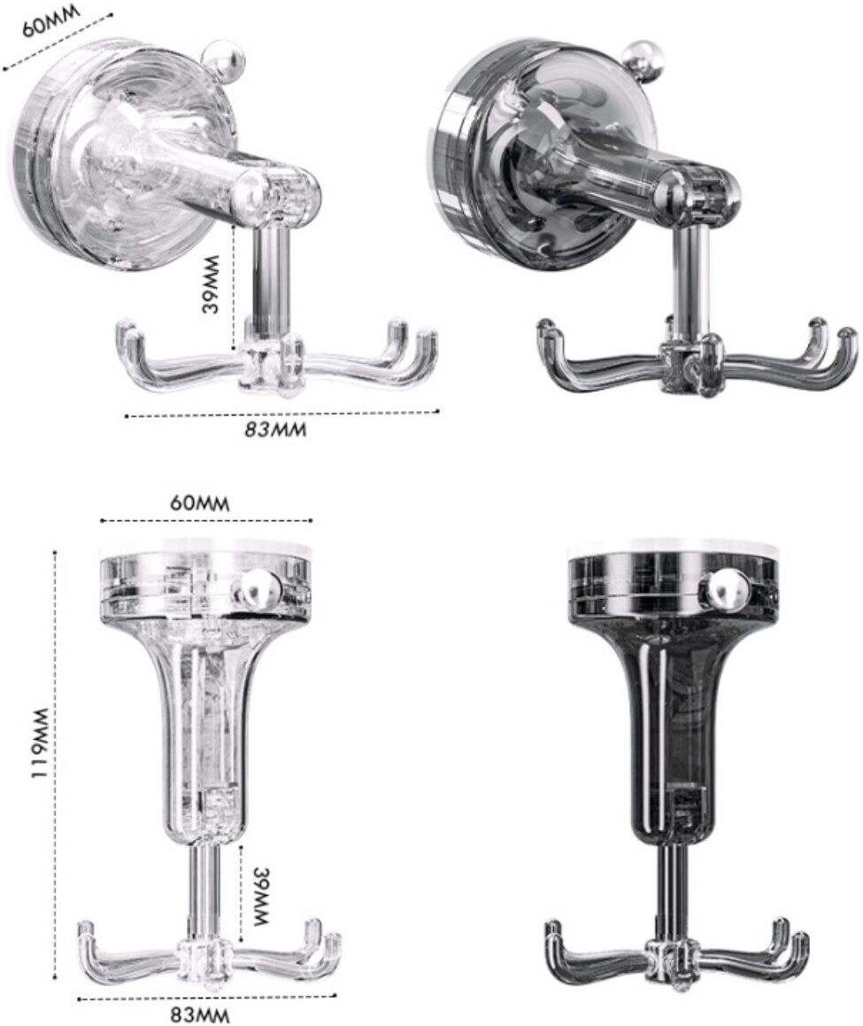 INF Sechs-Klauen Saug-Haken x2 — 360° Vakuum-Twist-Lock, faltbare PET-Haken für Bad und Küche Creme