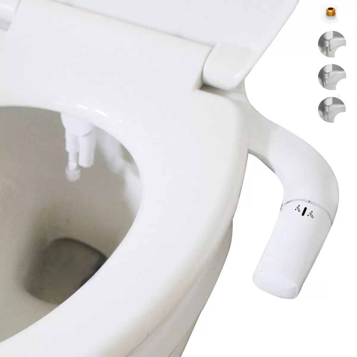 INF Accessoire de Bidet Non Électrique Ultra-Plat - Contrôle Gauche, Adaptateur en T 3/8"