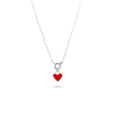 Kette mit Anhänger ELLI "Halskette Herz Emaille Rot 925 Sterling Silber" Gr. 45, silber, Halsketten, Damen, Silber 925 (Sterlingsilber)