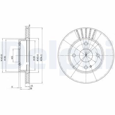 DELPHI Bremsscheibe bg2802 235mm 18mm für MAZDA SAO