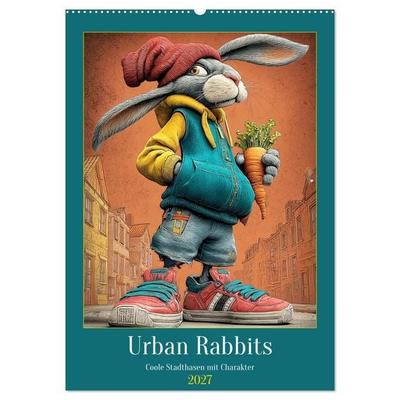Urban Rabbits. Coole Stadthasen mit Charakter (Wandkalender 2027 DIN A2 hoch), CALVENDO Monatskalender