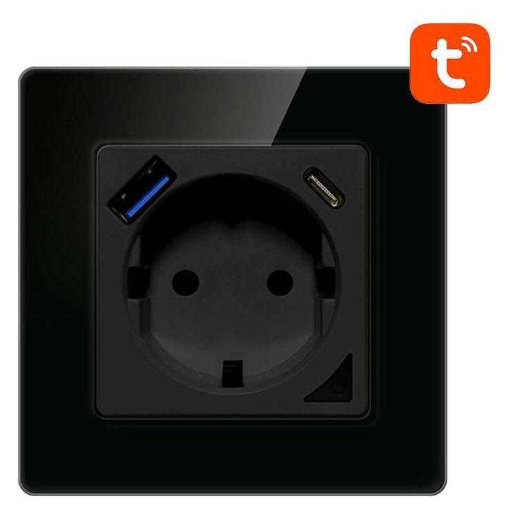 Avatto Smart WiFi Wall Socket N-WOT10-USB-B TUYA USB USB-C (black) (N-WOT10-USB-B)