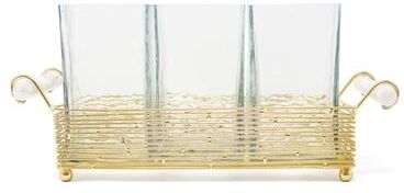 Vivience Cutlery Holder with Gold Stand and Cylinder Handle