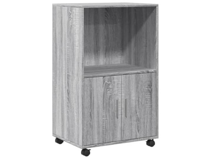 Helloshop26 Multifunktionaler Rollschrank, Stauraum, 55 x 40 x 91 cm, Holz, Grau, 02_0049856