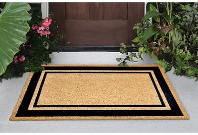 Lush Decor Natura Double Border Outdoor Mat Black