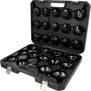 KS-Tools Ölfilterschlüssel COMPETITION 512.5075, Set 30-teilig, mit 1/2 Zoll Ölfilterspinne, Aufnahme 3/8 Zoll