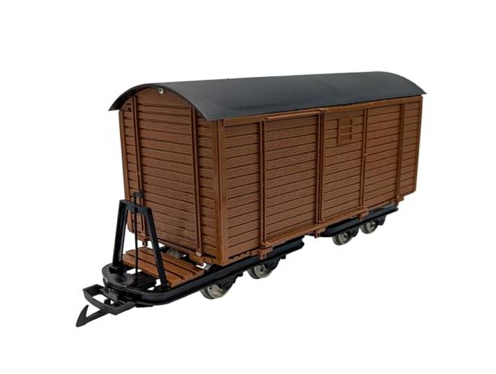 ML-Train Feldbahn-Güterwagen gedeckt in braun - Selbstbauwagen/Bausatzwagen Gartenbahn Spur G