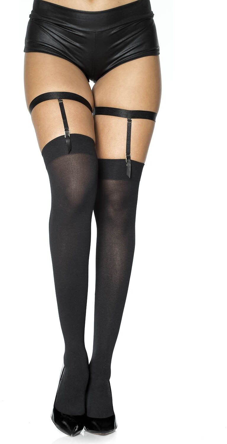Music Legs Jarretière porte-jarretelles et bas noir opaque
