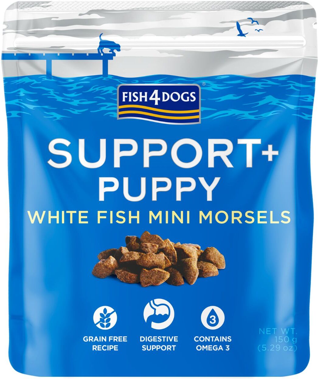 Fish4Dogs Fish4Dog Premi Snack per Cuccioli Puppy Support+ Puppy White Fish Morsels Digestion 150 g
