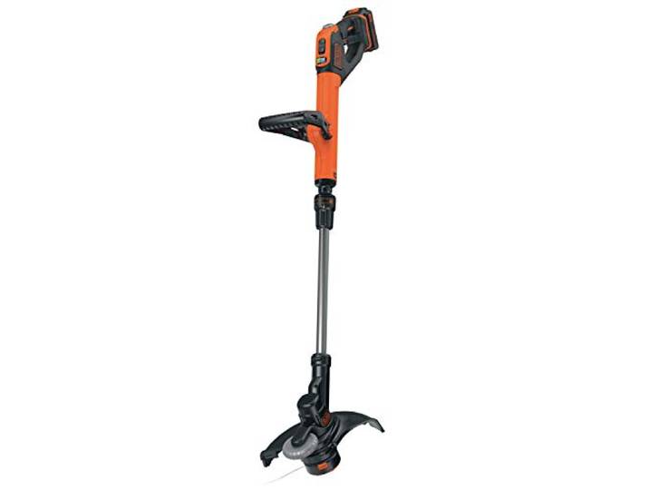BLACK+DECKER POWERCOMMAND Coupe-bordures sans fil 18V 28 cm\, STC1820EPC-QW Batterie 2\,0 Ah\, vitesse réglable\, double poignée et roue de bordure