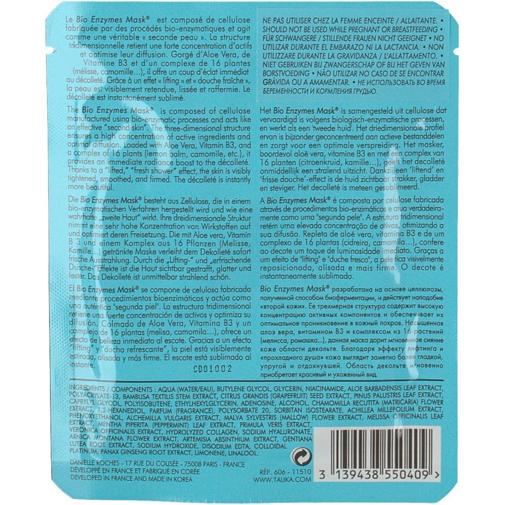 Talika Face Bio Enzymes Masker Decolleté 1 St Gesichtsmaske
