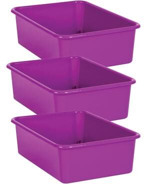 Teacher Created Resources Purple Large Plastic Storage Bin, Pack of 3