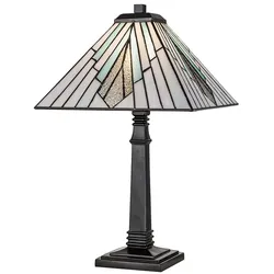 Elstead Lighting Alderley große Tischleuchte Vintage Bronze Tiffany Glas