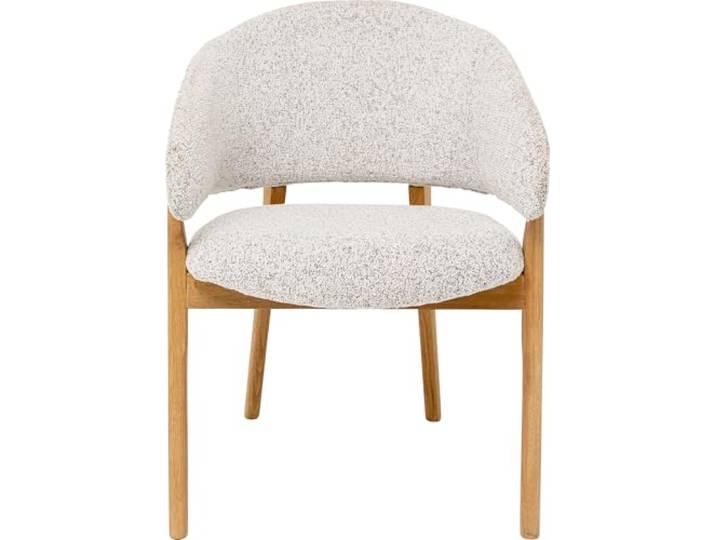 Kare Design Armlehnstuhl August, Grau, Sitzhöhe 45cm, Esszimmerstuhl, Polsterstuhl, Stuhl, Eiche Massivholz Beine, Esszimmer