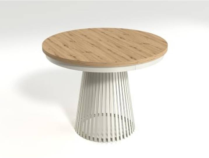 Masseno Ausziehbarer Tisch Travis Eiche Artisan, 100x100x76,6 cm, Rund Esszimmertisch für Personen, Modern Style Tisch für Wohnzimmer, Küche