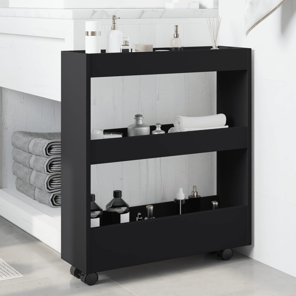 Lily Manor Storage Serving Cart Black 70cm H X 60cm W X 18cm D
