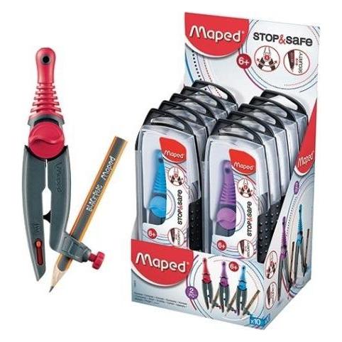 Maped Zirkelkasten Stop & Safe mit Adapterring, sortiert (192611)