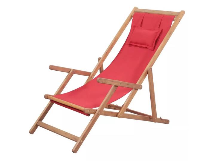 VidaXL - Strandstuhl Holz, One Size, Rot Bunt