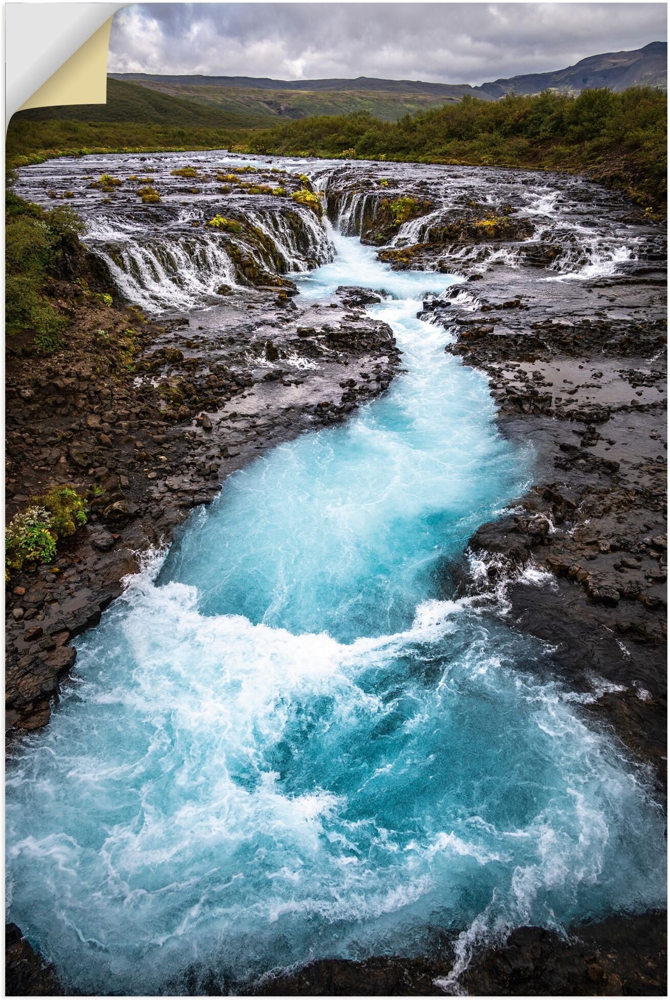 Wandbild ARTLAND "Wasserfall Bruarfoss auf Island", blau (farbe bild(er): blau), B:40cm H:60cm, Bilder, Wandbild, als Alubild, Leinwandbild, Poster, Wandaufkleber in verschied. Grössen farbe bild(er): blau B/H/T: 40cm x 60cm, Wandaufkleber - Vinyl Wasserf