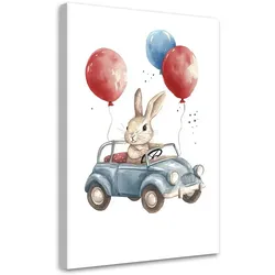 LEINWANDBILD Hasen-Autoballons 60x90cm