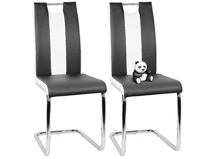 Esszimmerstühle Schwingstuhl Set,Esszimmerstuhl, Wohnzimmerstuhl,Bezug aus Lederimitat,Kann in Küche, Esszimmer, Wohnzimmer, Hotel, Schlafzimmer, Lobby, Fast Food verwendet Werden (Schwarz + Weiß, 2)