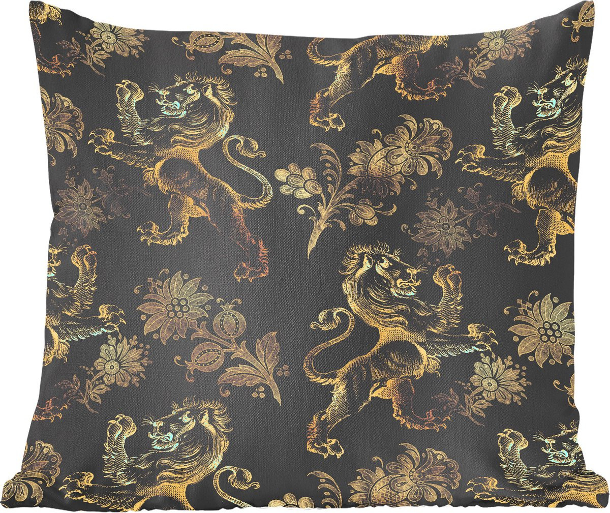 Sierkussen met Draak Patroon in Goud - 40 x 40 cm
