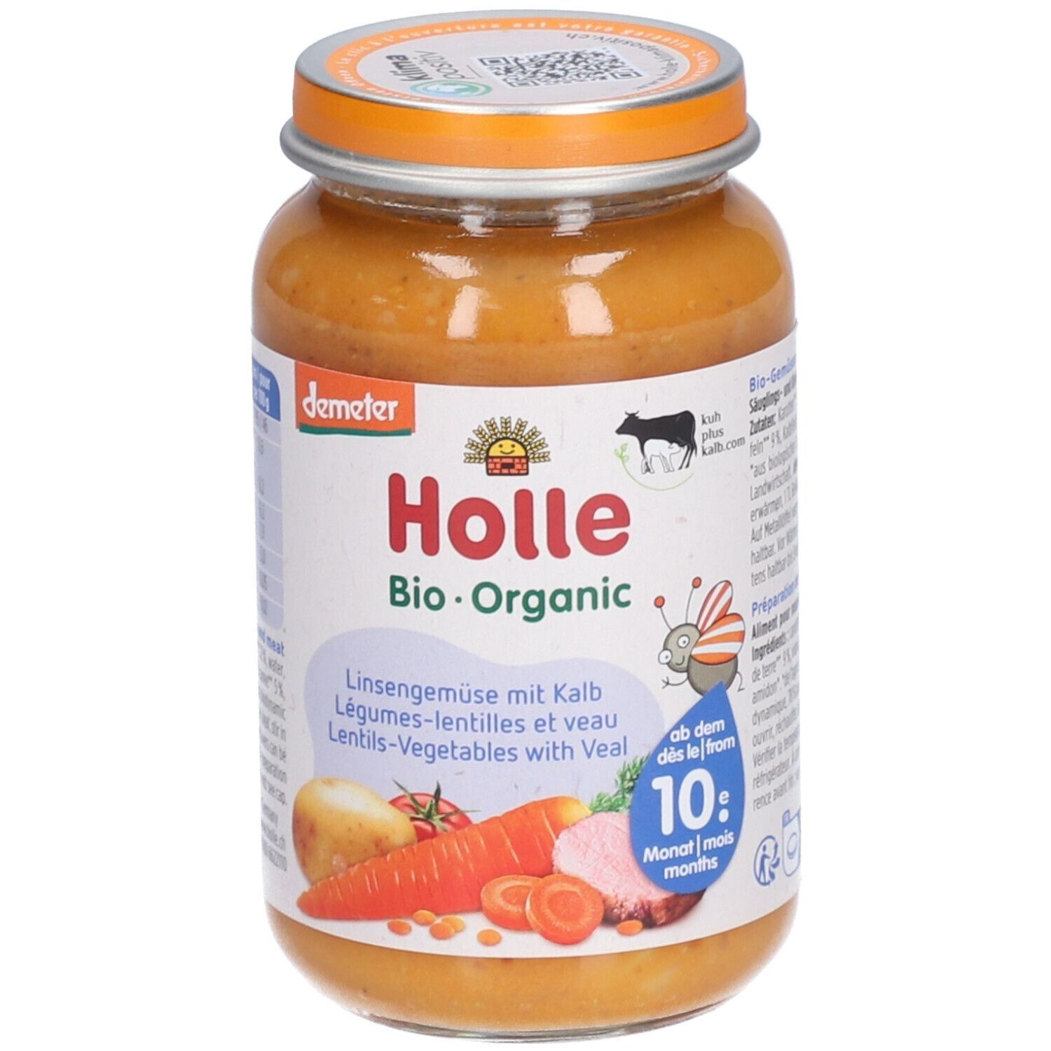 Holle Linsengemüse mit Kalb Bio, ab 10 Monaten x4 4x220 g Brei