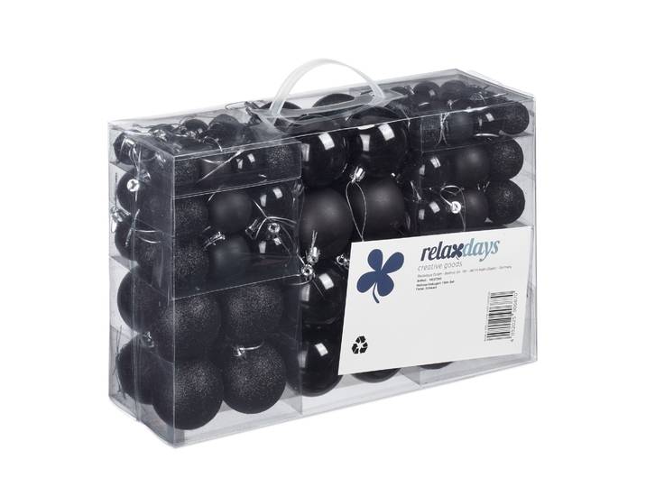 Weihnachtskugeln 100er-Set Schwarz-Silber