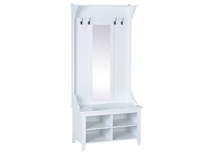 Vestiaire d'entrée avec miroir MELTON blanc