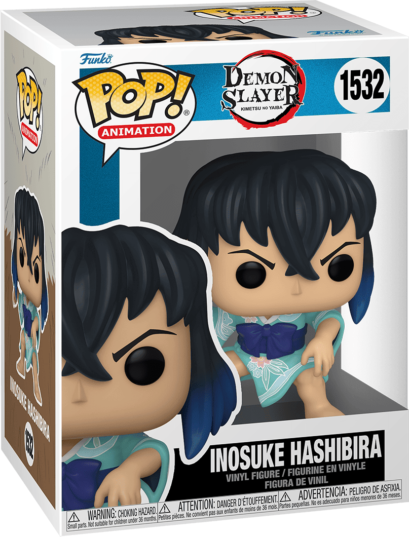 Funko Pop! Animation Demon Slayer Inosuke Hashibira in Kimono #1532, Official Funko Vinyl Figure, Teal and Dark Blue