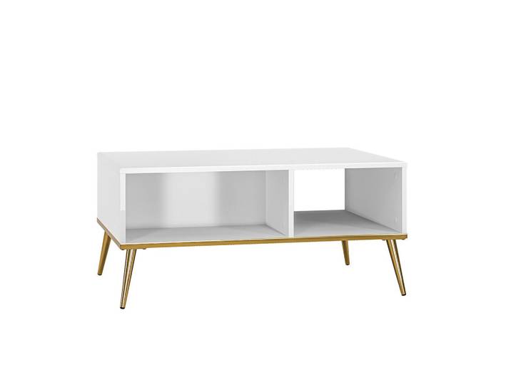 Feldmann-Wohnen Couchtisch Goldin weiß 90 / 60 / 42cm, Weiß, Holz, Rechteckig,Rechteckig, 90x42x60 cm, Wohnzimmer, Wohnzimmertische, Couchtische
