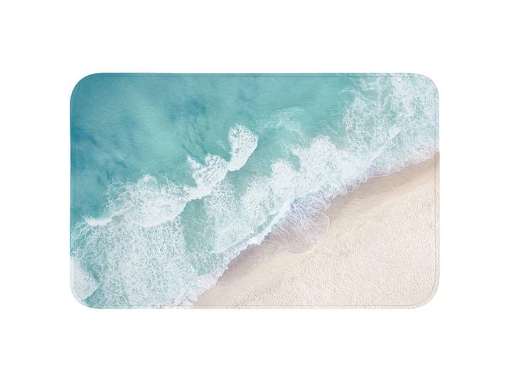 OnlyWow Badematte Strand - Meer - Natur - Sommer Badvorleger 80x50 cm, Türkis, Füllung: Polyurethan (Pur), Rechteckig, 80x50 cm, Heimtextilien, Badtextilien, Badematten