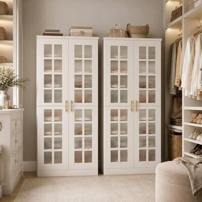 Lee 70.9 Inch Tall Shoe Cabinet with Doors and Adjustable Shelves