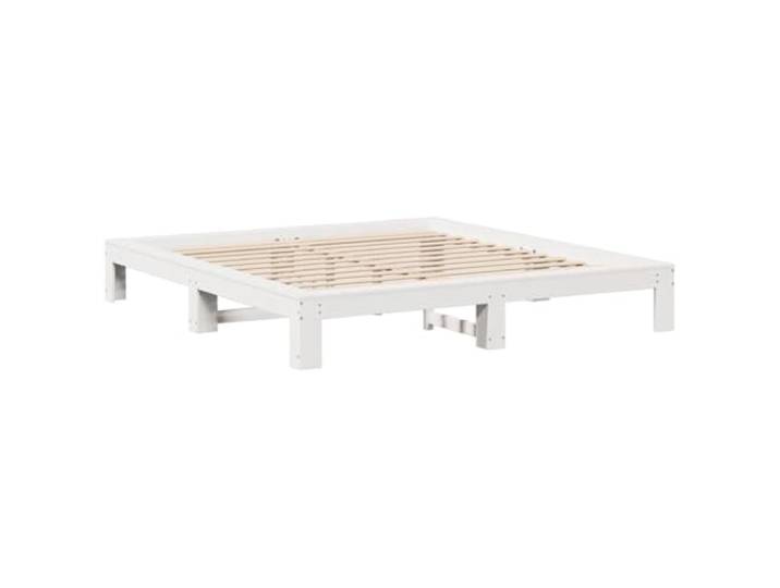 KTHLBRH Bett weiß 180 x 200 cm Massivholz Kiefer Lattenrost inklusive, robuste Struktur, stabile Füße, ohne Matratze