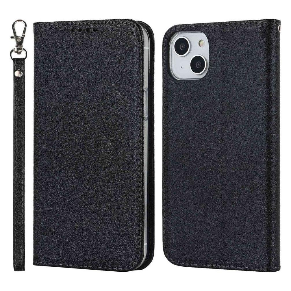 Cover-Discount iPhone 14 - Silk Texture Flip Case schwarz (Apple iPhone 14) (660107771B)