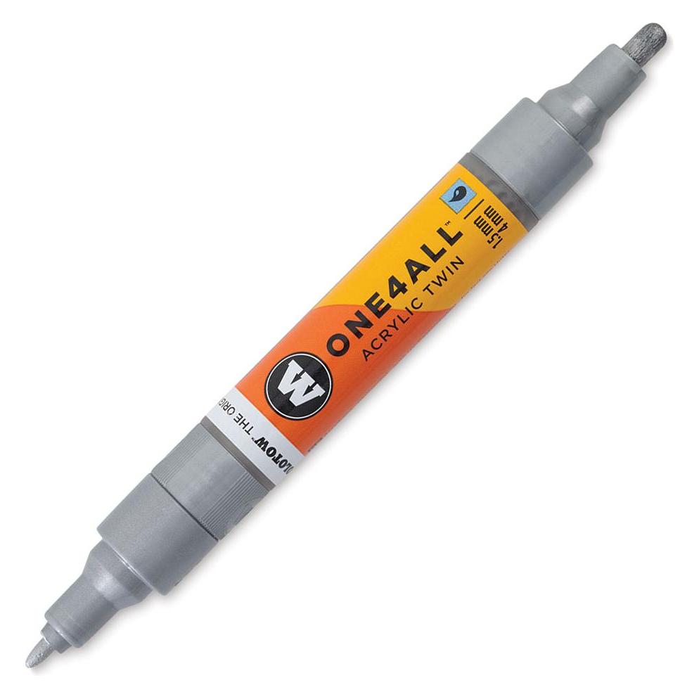 Molotow Marqueur pour Maquettes - One4All Twin - Acrylique Argent - 1,5/4mm - -227 - 15 cm (MO227505)