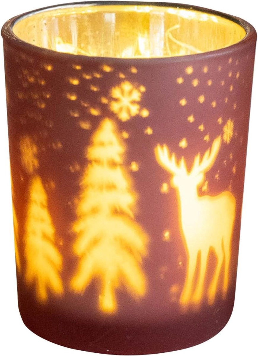 Kerst Kaarsenhouder Theelicht Cup voor Feestelijke Decoratie Hoogte: 7.2 cm