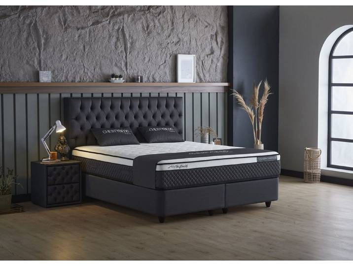 Viva Möbel Boxspringbett CHESTY (160 x 200 cm, ohne Nachttisch), Doppelbett mit Bettkasten - für einen erholsamen Schlaf