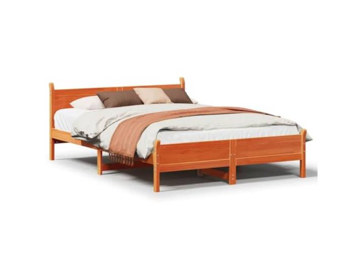 SDWEHBJ Massivholzbett ohne Matratze 135x190 cm, Kiefernholz, Wachsbraun, 199 x 140 x 72 cm, mit Lattenrost