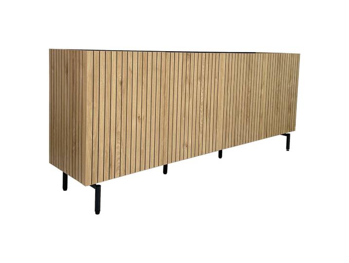 Milino Sideboard Lino, Schwarz, Eiche, Metall, 4 Fächer, 181x75x40 cm, Typenauswahl, Beimöbel erhältlich, stehend, Wohnzimmer, Kommoden & Sideboards, Sideboards