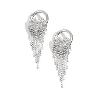Paar Ohrhänger ADELIA´S "LIVAYA Ohrringe Ohrhänger mit langen Strassfransen, 9 cm", Damen, Gr. Damen, silber (silberfarben), Ohrringe, stylisch mit funkelnden Strassfransen