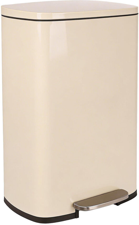 Harbour Housewares Square Stainless Steel Kitchen Pedal Bin Beige 50L