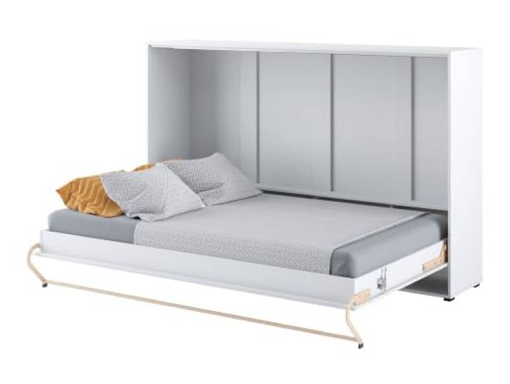 Schrankbett Concept Pro - Wandbett mit Lattenrost, Klappbett, Murphy Bed Bettschrank, Schlaffläche 120x200 cm für 1 Person, 200 kg belastbar, Sicherheitsmechanismus, CP-05, Horizontal, Weiß Matt