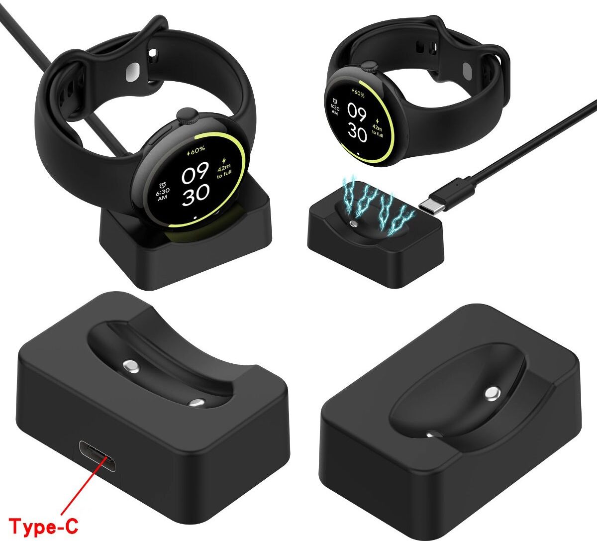 INF Dock de charge magnétique USB-C compatible avec Google Pixel Watch 4 - Compact ABS 5v 1a