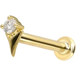14 Karat Gold Labret mit Innengewinde MOISSANIT + PFEILSPITZE