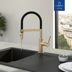 Villeroy und Boch Steel Expert Compact Küchenarmatur 92730023 Umstellung Strahl/Brause, gold schwarz